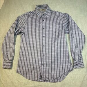 Robert Talbott lavender and blue Luxury Sport Plaid Shirt. Sz S 100% cotton